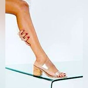 Schutz victorie clear nude sandal mid heel